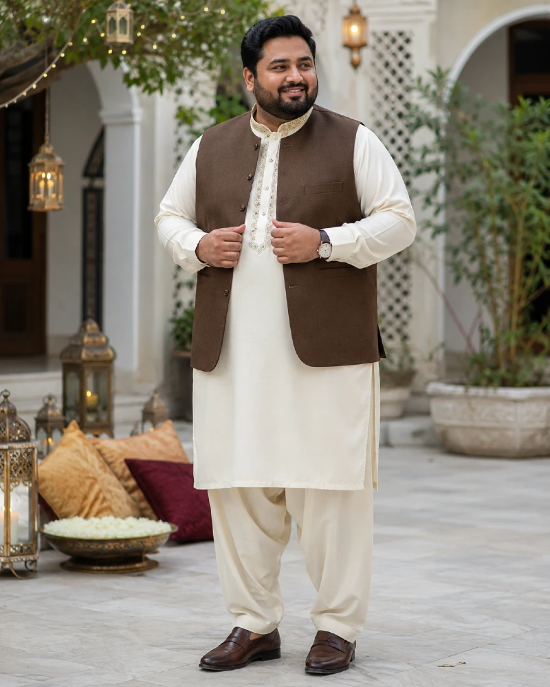 Kurta, Shalwar, and Waistcoat