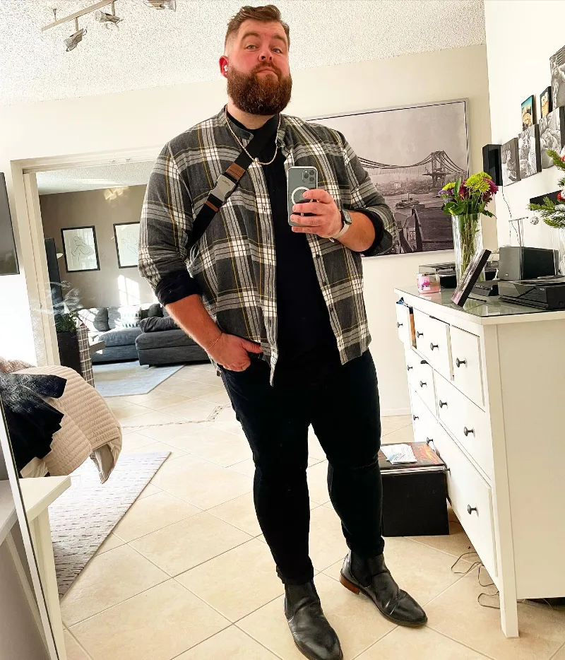 Layered Flannel and Black Denim