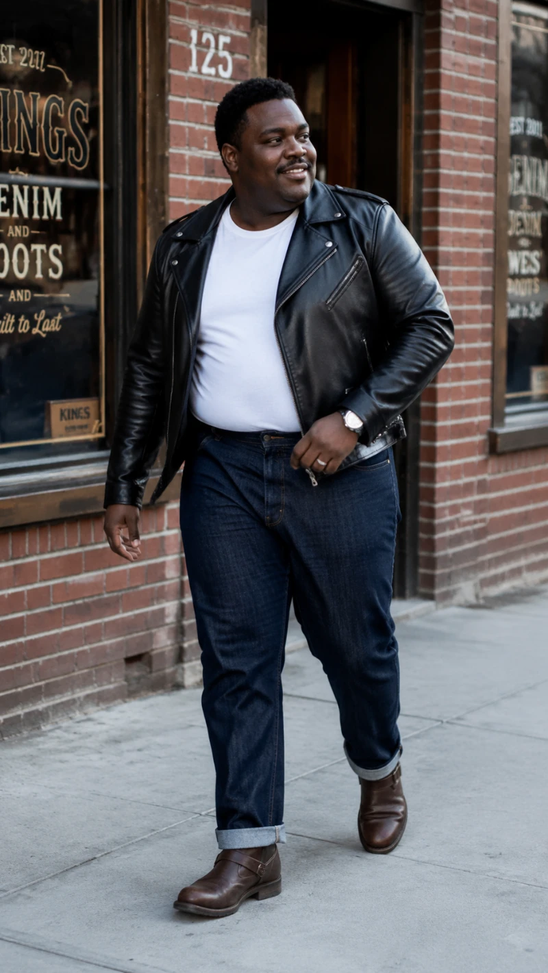 Leather Jacket and Jeans