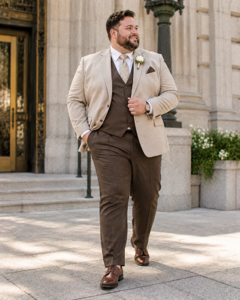 Light Beige Jacket with Dark Brown Separates