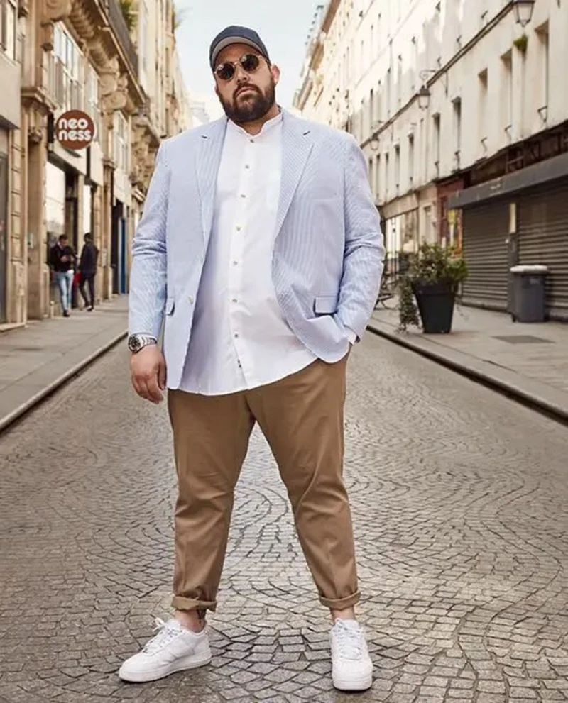 Light Blue Blazer With Tan Chinos