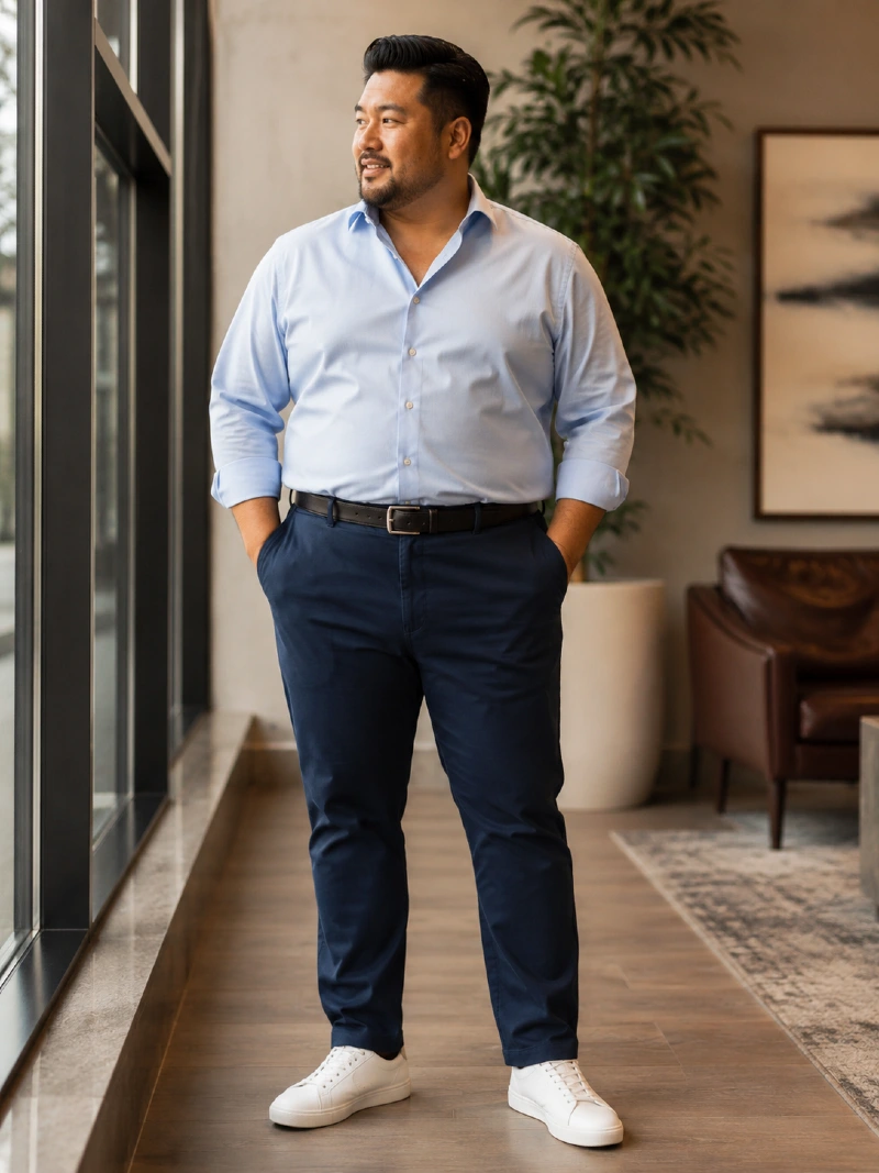 Light Blue Dress Shirt and Navy Blue Trousers