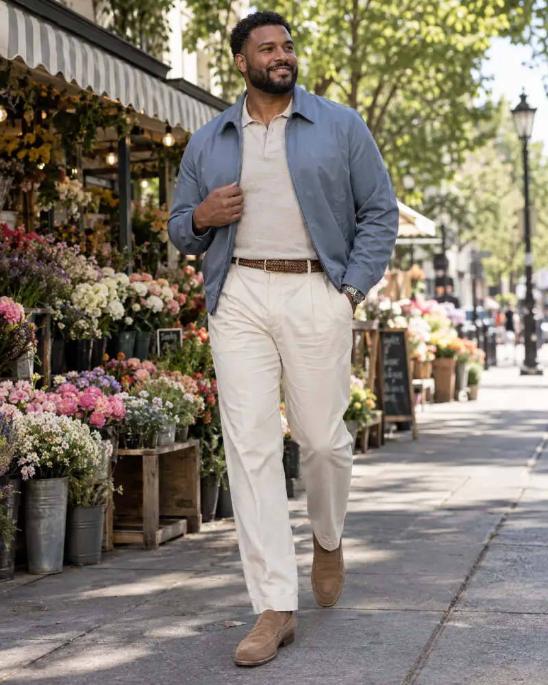 Light Blue Jacket and Tonal Cream Styling