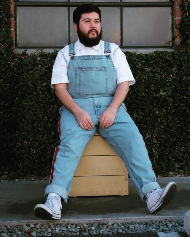 Light Blue Overalls and White Collared Shirt