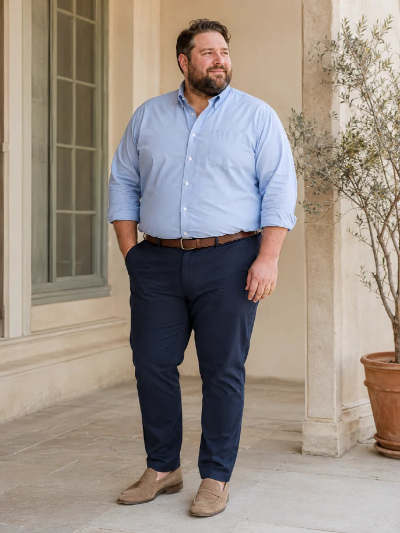 Light Blue Oxford Shirt & Navy Chinos