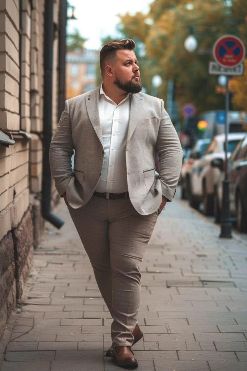 Light Gray Suit With a Crisp White Shirt