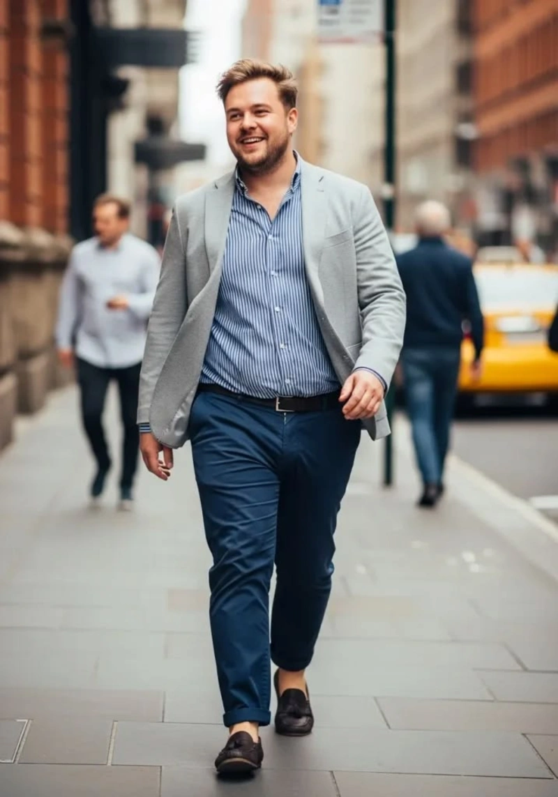 Light Grey Blazer and Striped Shirt