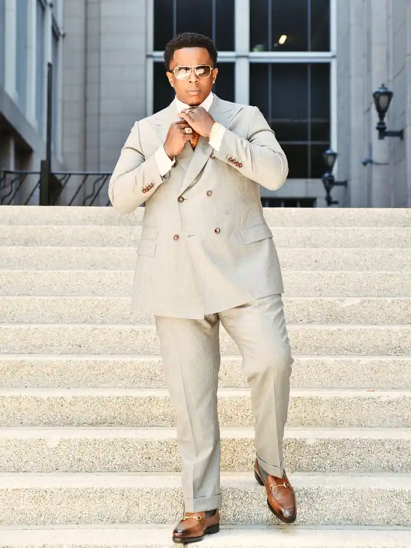 Light Grey Double-Breasted Suit