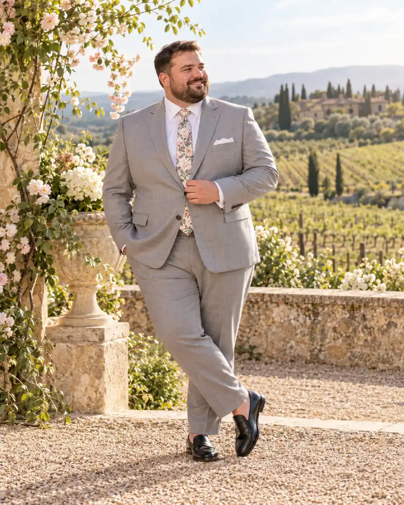 Light Grey Suit Vineyard Celebration