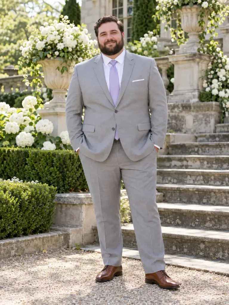 Light Grey Suit With Soft Lavender Accents