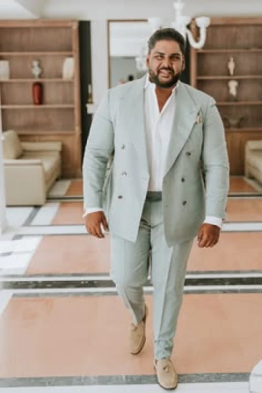 Light Sage Double Breasted Suit