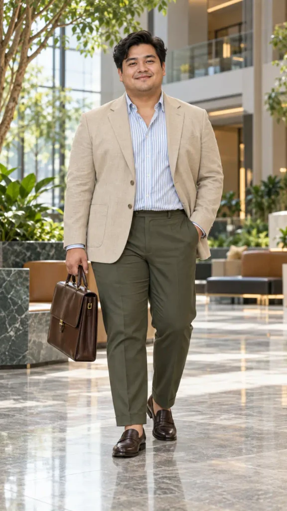 Light Sand Blazers and Olive Green Trousers