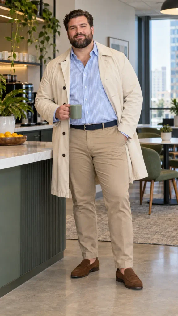 Lightweight Mac Coats and Crisp Blue Stripes