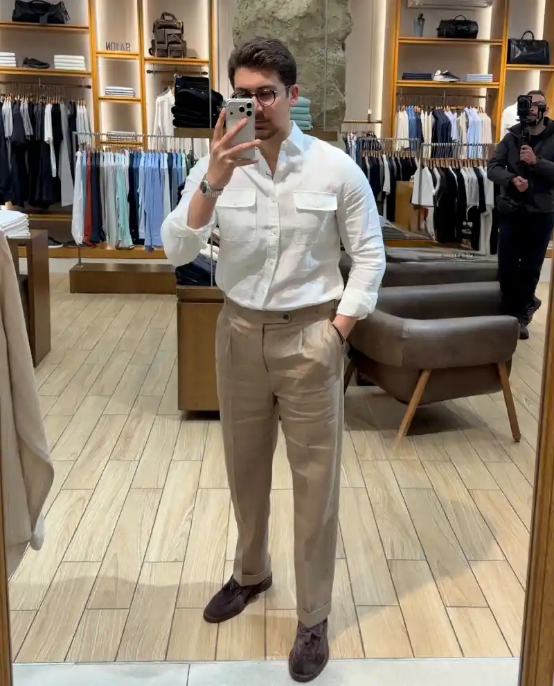 Linen Shirt and Pleated Trousers Combo
