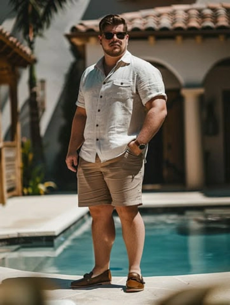 Linen Shirt and Shorts Outfit