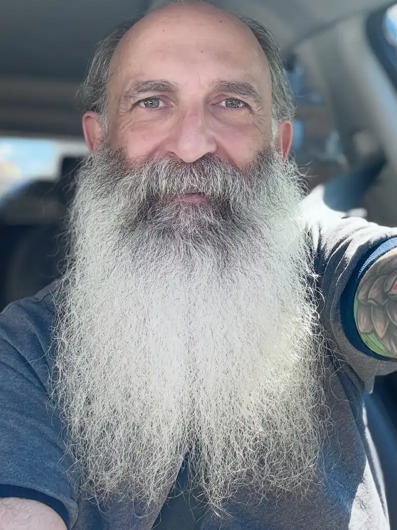 Long, Natural Salt and Pepper Beard