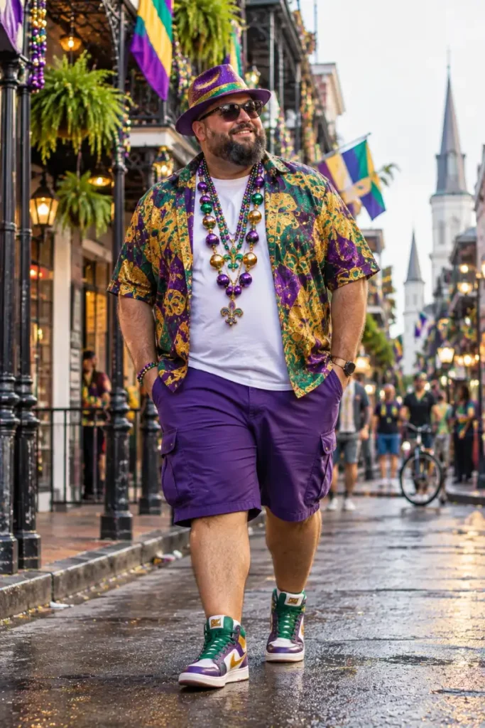 Loud Festival Prints Grounded By Purple Cargo Shorts