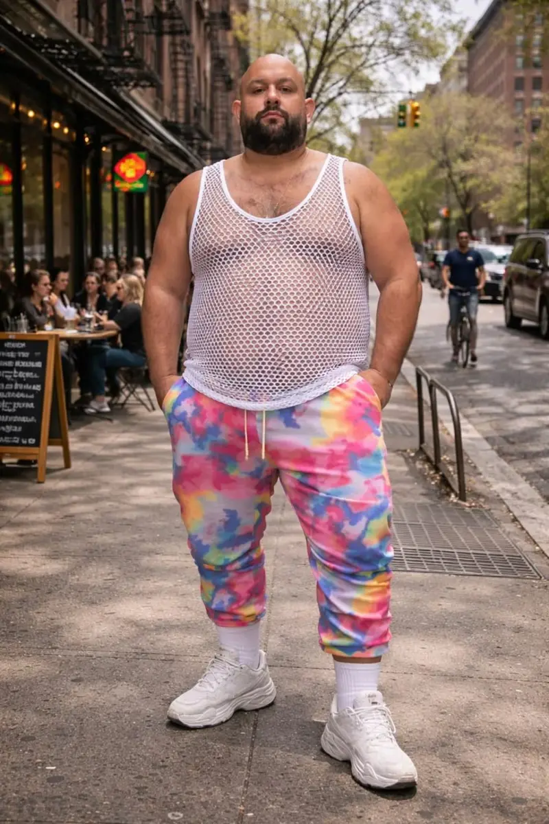 MESH VEST AND TIE-DYE JOGGERS