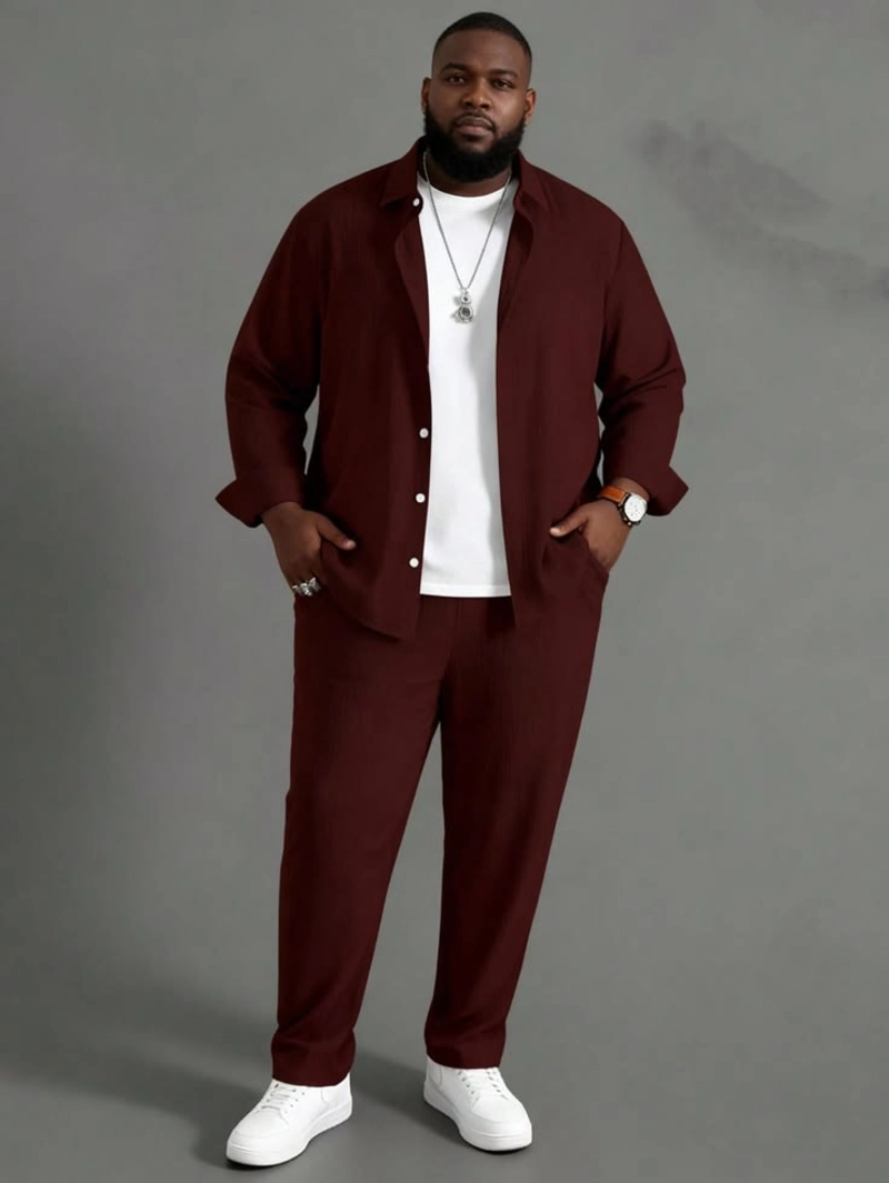 Maroon Long-Sleeve Shirt and Matching Stretch