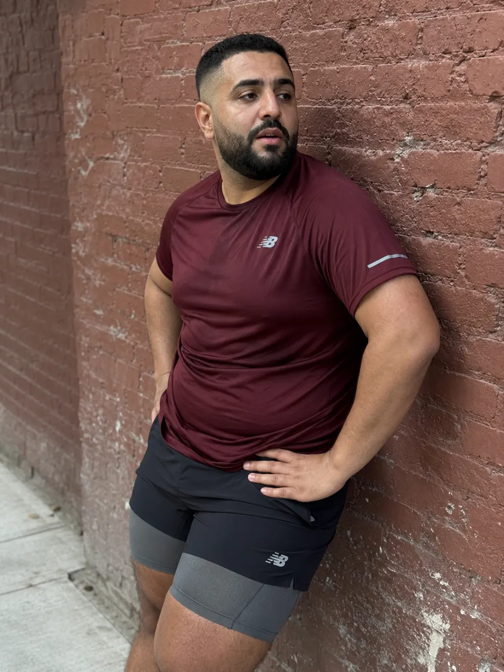 Maroon T-Shirt and 2-in-1 Running Shorts