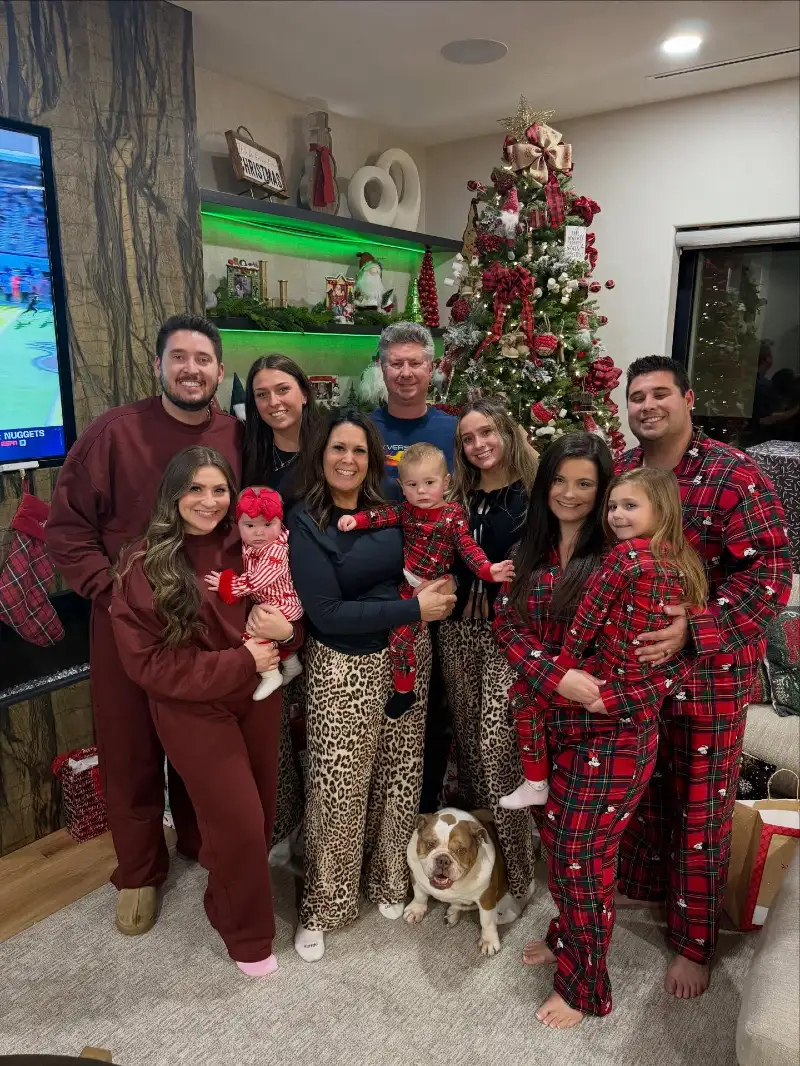 Matching Red Plaid Pajamas and Maroon Sweatshirt Set
