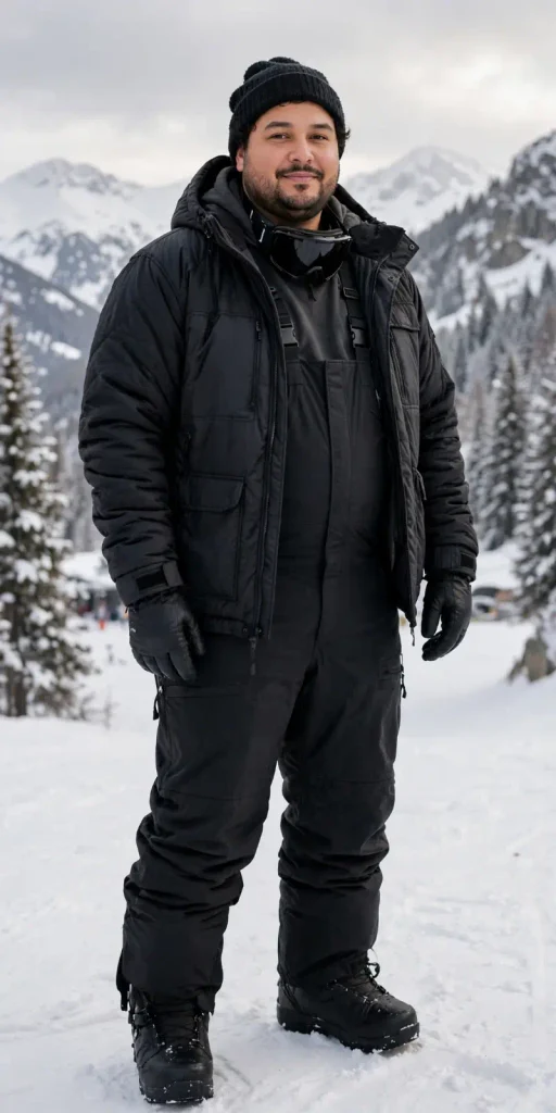 Matte Black Puffer and Heavy Bibs