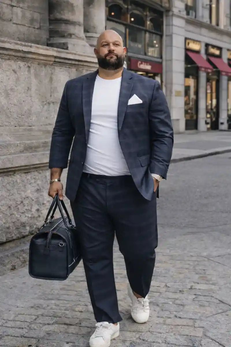 Modern Plaid Suit and White Tee