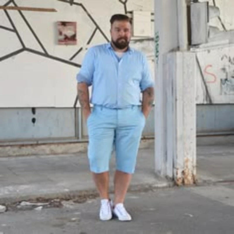 Monochromatic Light Blue With Crisp White Sneakers