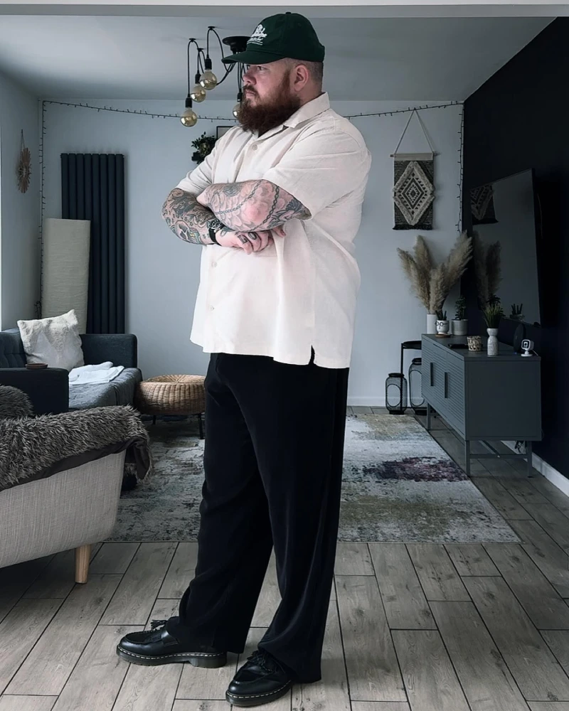 Monochrome Contrast with Wide Black Trousers