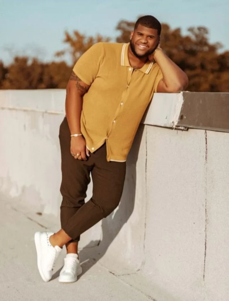 Mustard Knit Polo and Cropped Brown Trousers