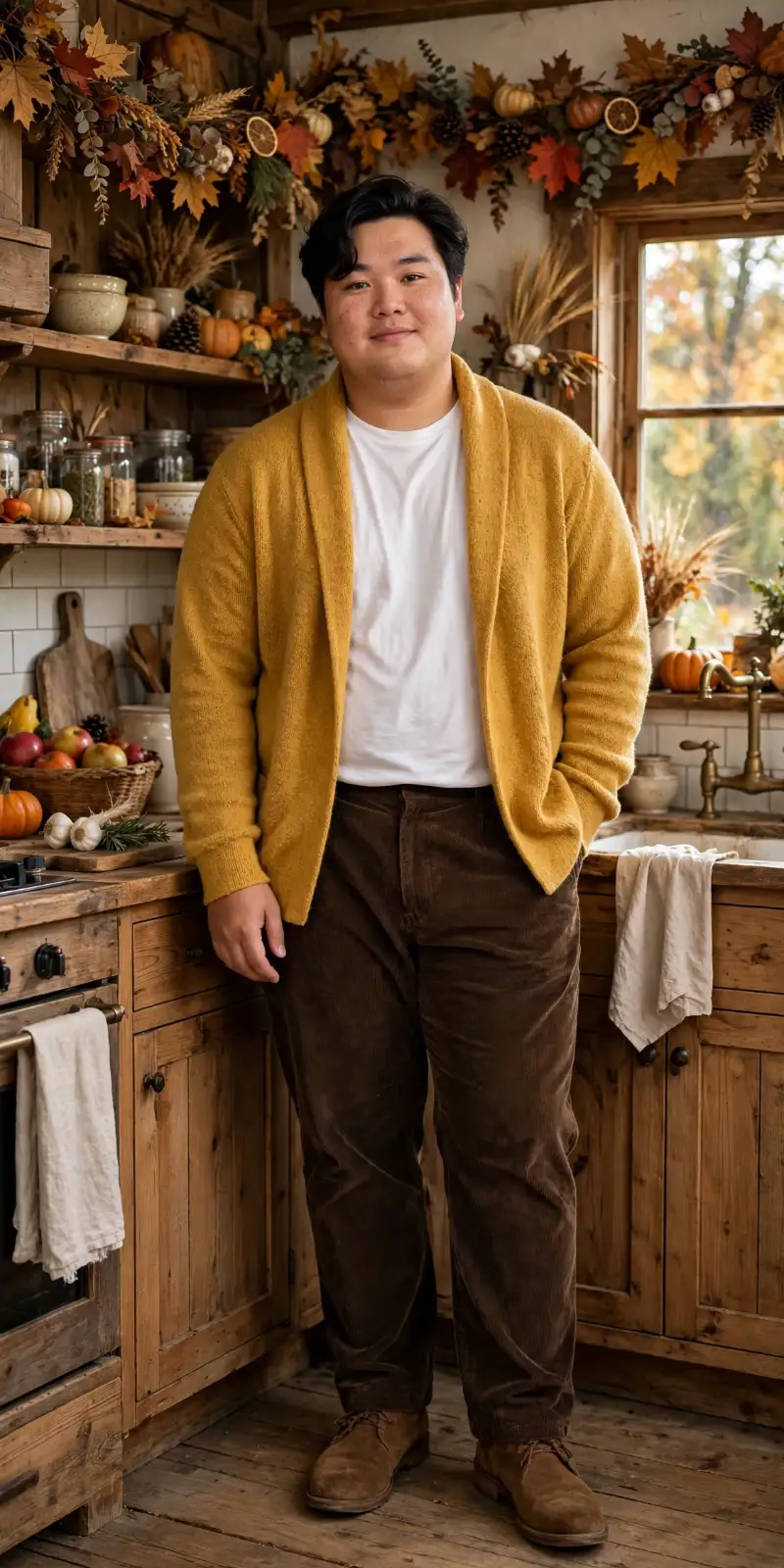Mustard Shawl Cardigan & Corduroy Match