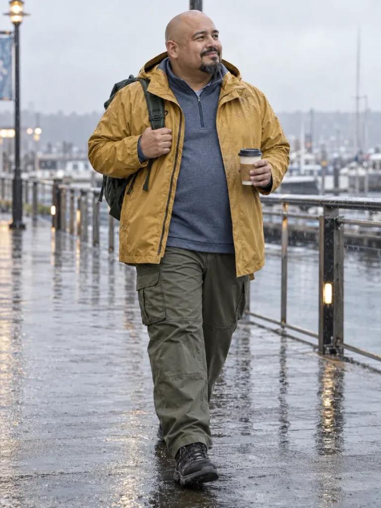 Mustard Shell and Olive Cargo Pants