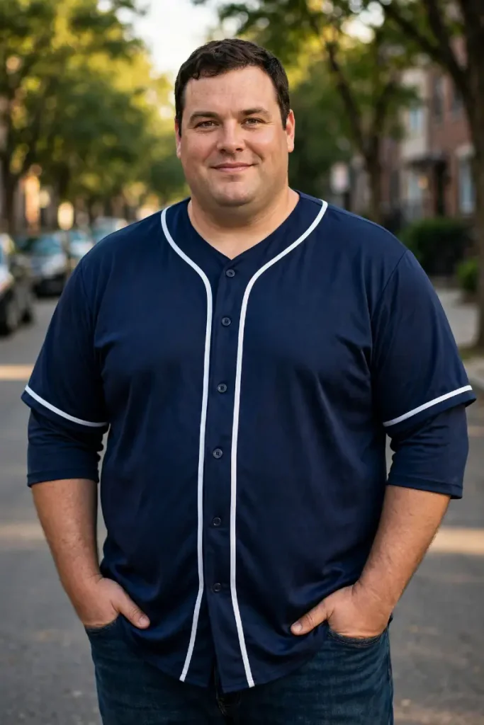 Navy Baseball Jersey with Crisp White Piping