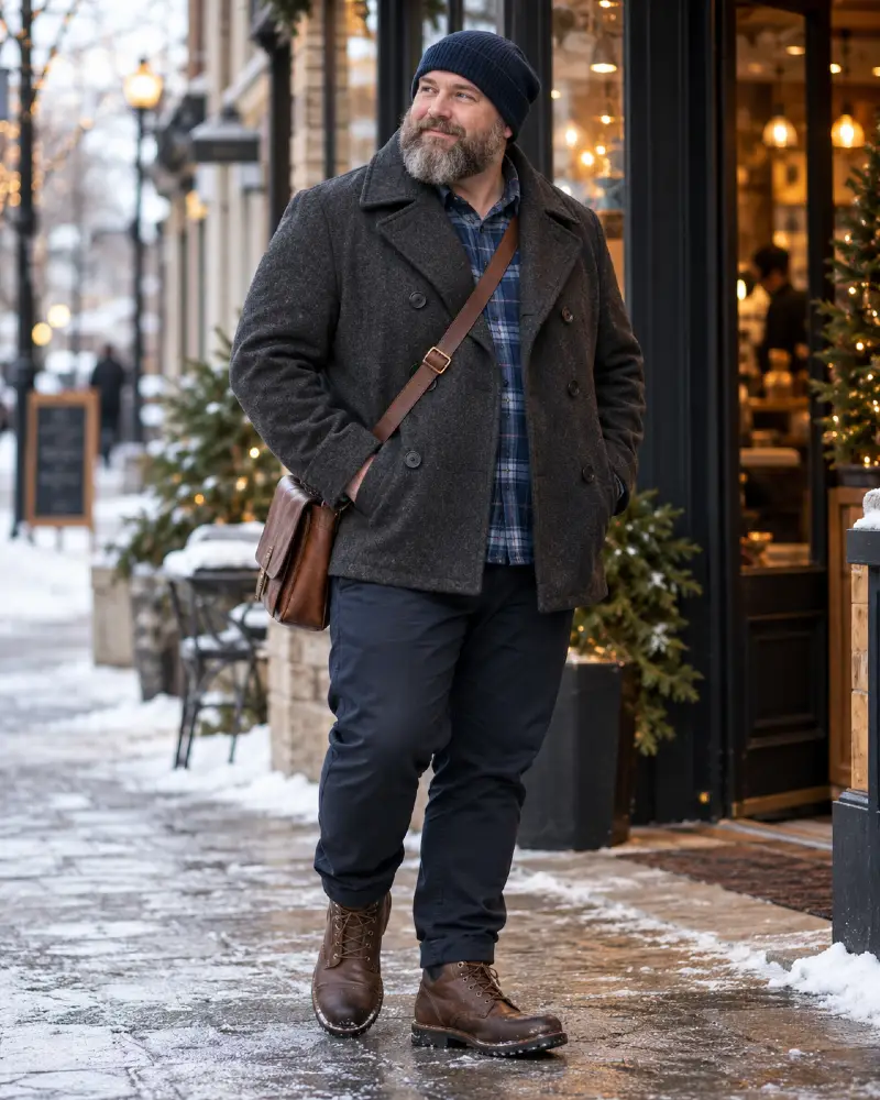 Navy Beanie and Rounded Salt and Pepper Beard