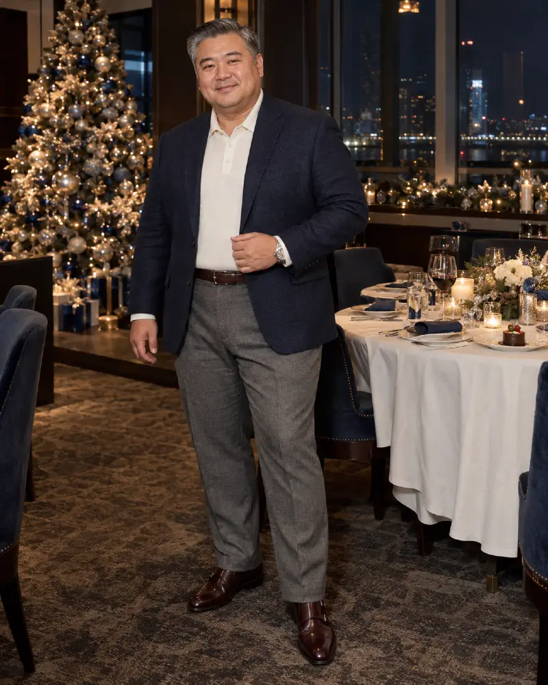 Navy Blazer and Cream Polo Harmony