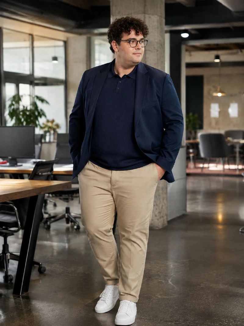 Navy Blazer and Polo Shirt with Khaki Pants