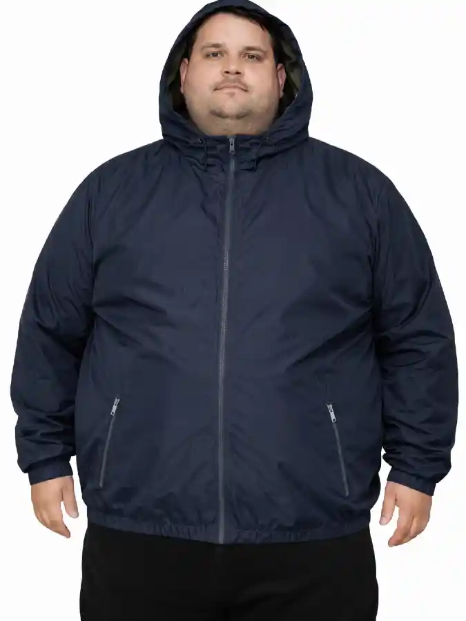 Navy Blue Hooded Windbreaker