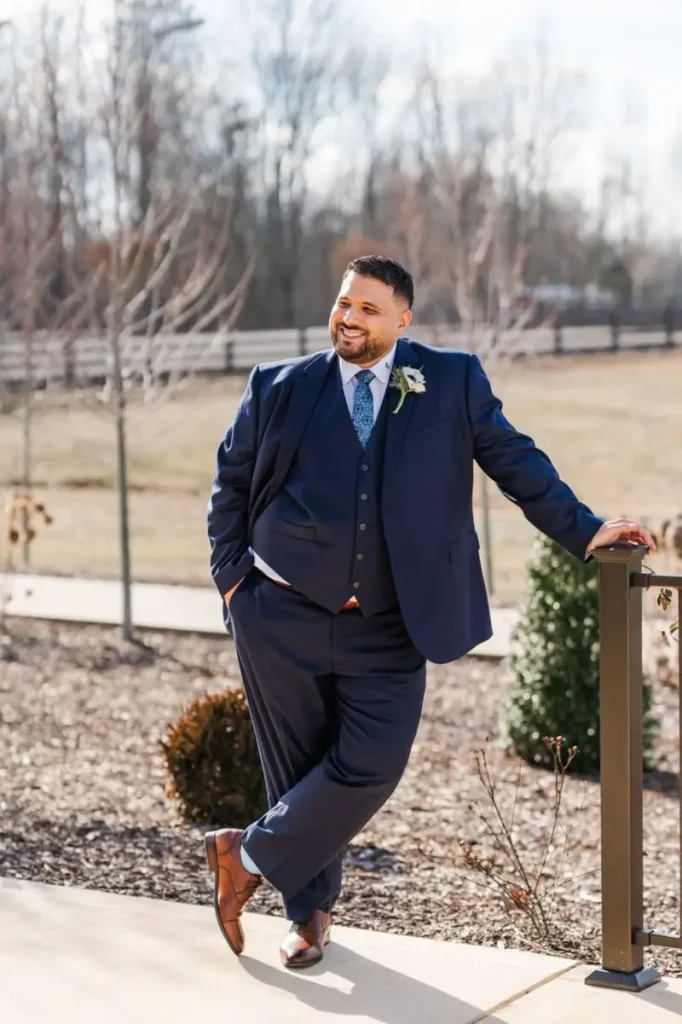 Navy Blue Layering Outdoor Ceremony Styling