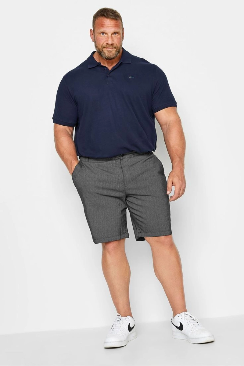 Navy Blue Polo Shirt and Charcoal Grey Shorts