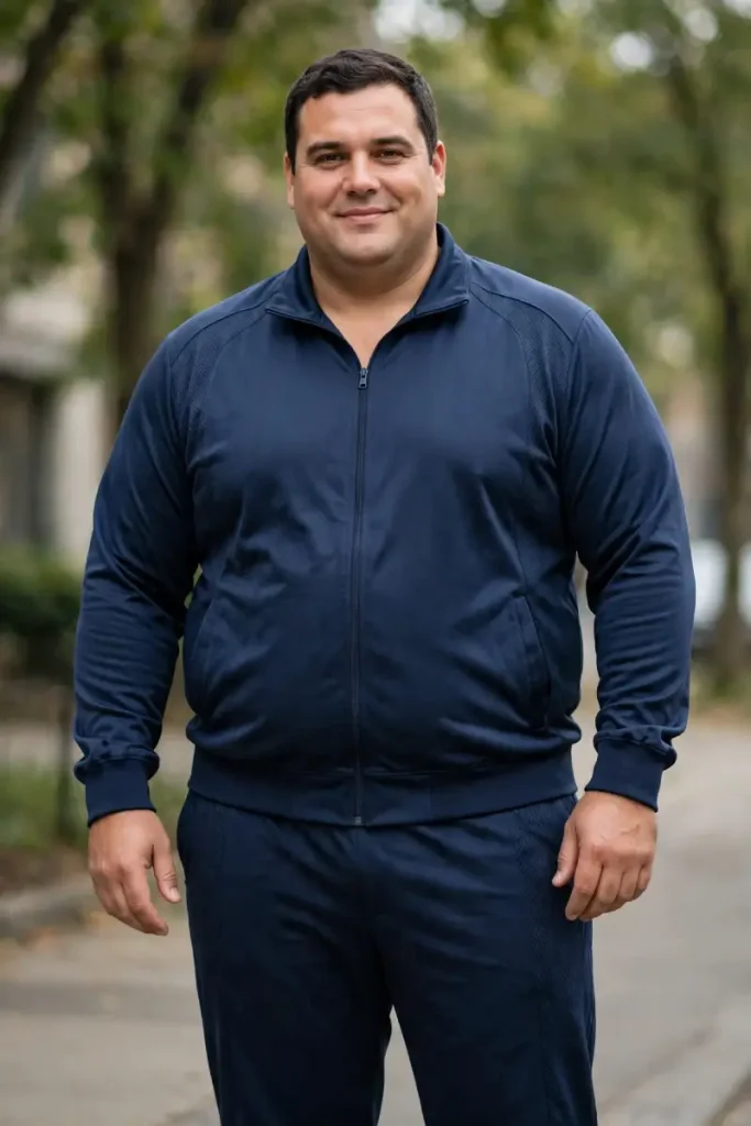 Navy Blue Zip Up Track Jacket Set