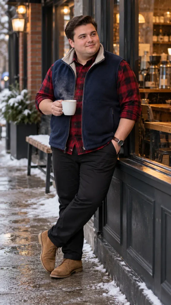 Navy Fleece and Red Flannel