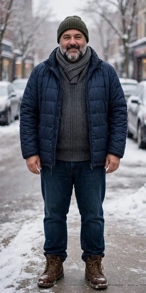 Navy Quilted Jacket and Ribbed Knit