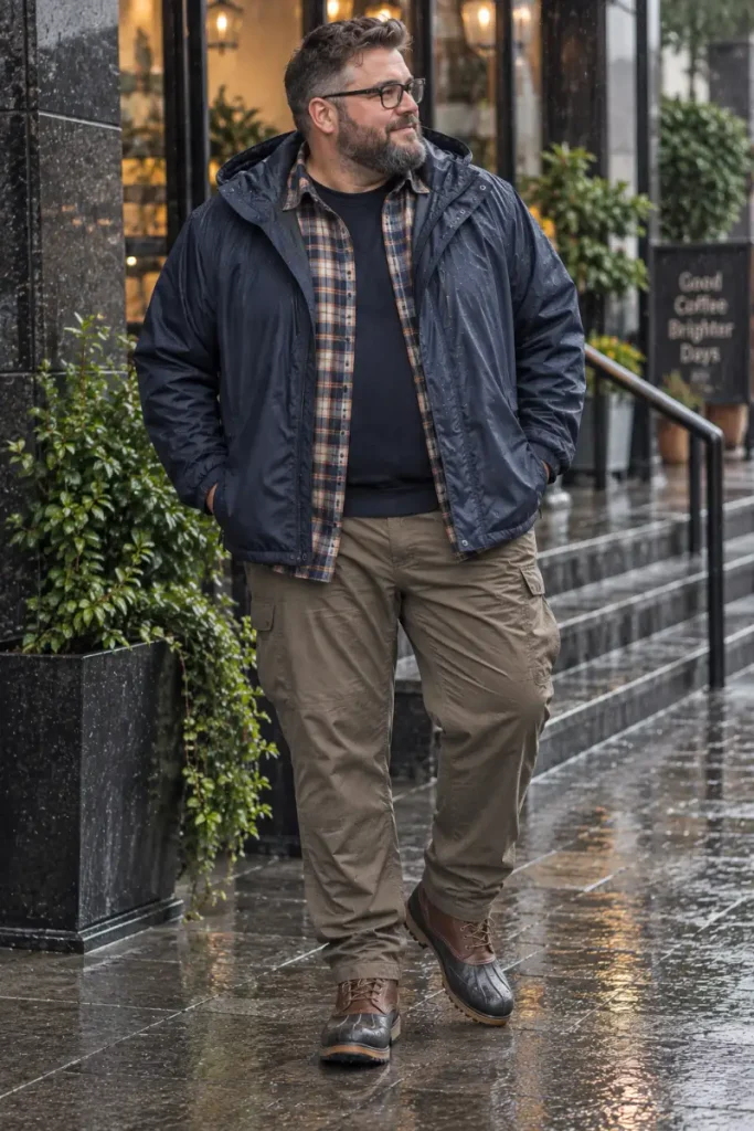 Navy Shell and Plaid Flannel