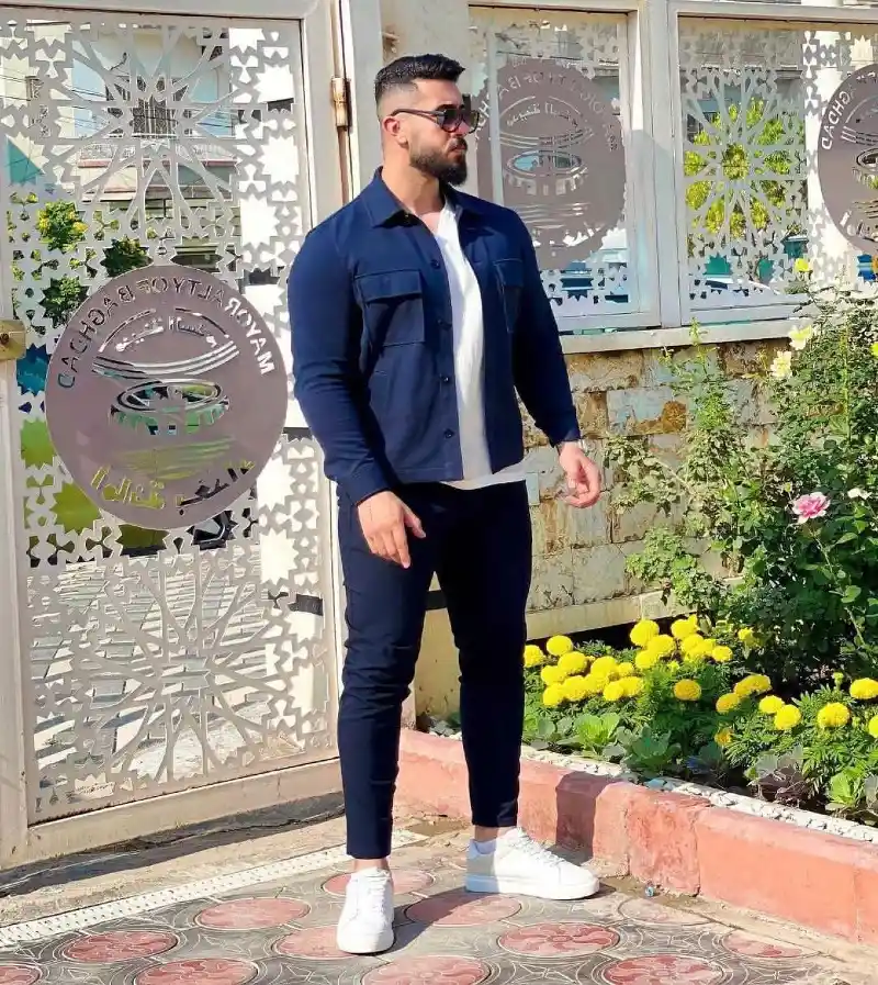 Navy Shirt Jacket and Chino Trousers