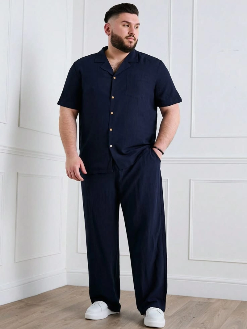 Navy Short Sleeve Shirt and Matching Pants Set