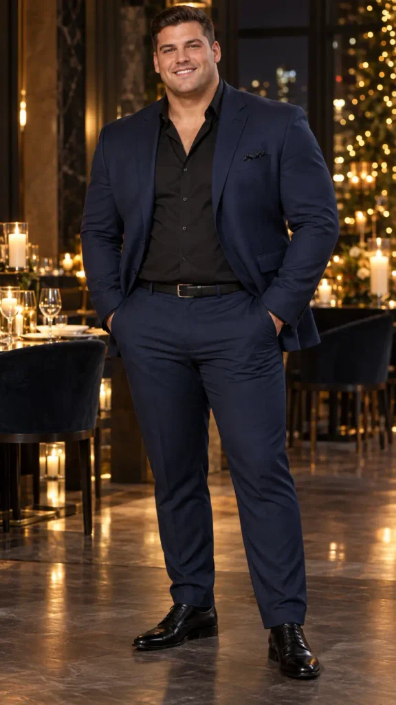 Navy Suit and Candlelight Contrast