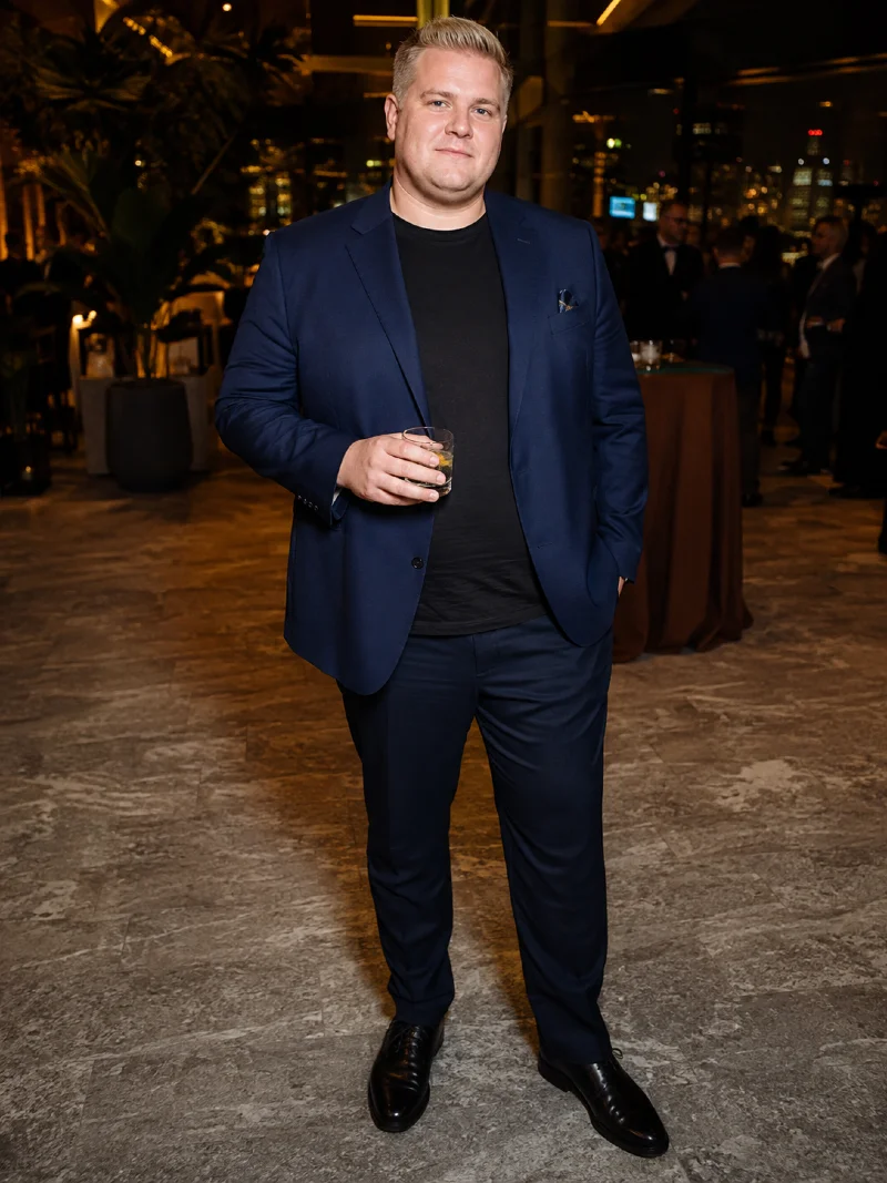 Navy Suit with Black T-Shirt