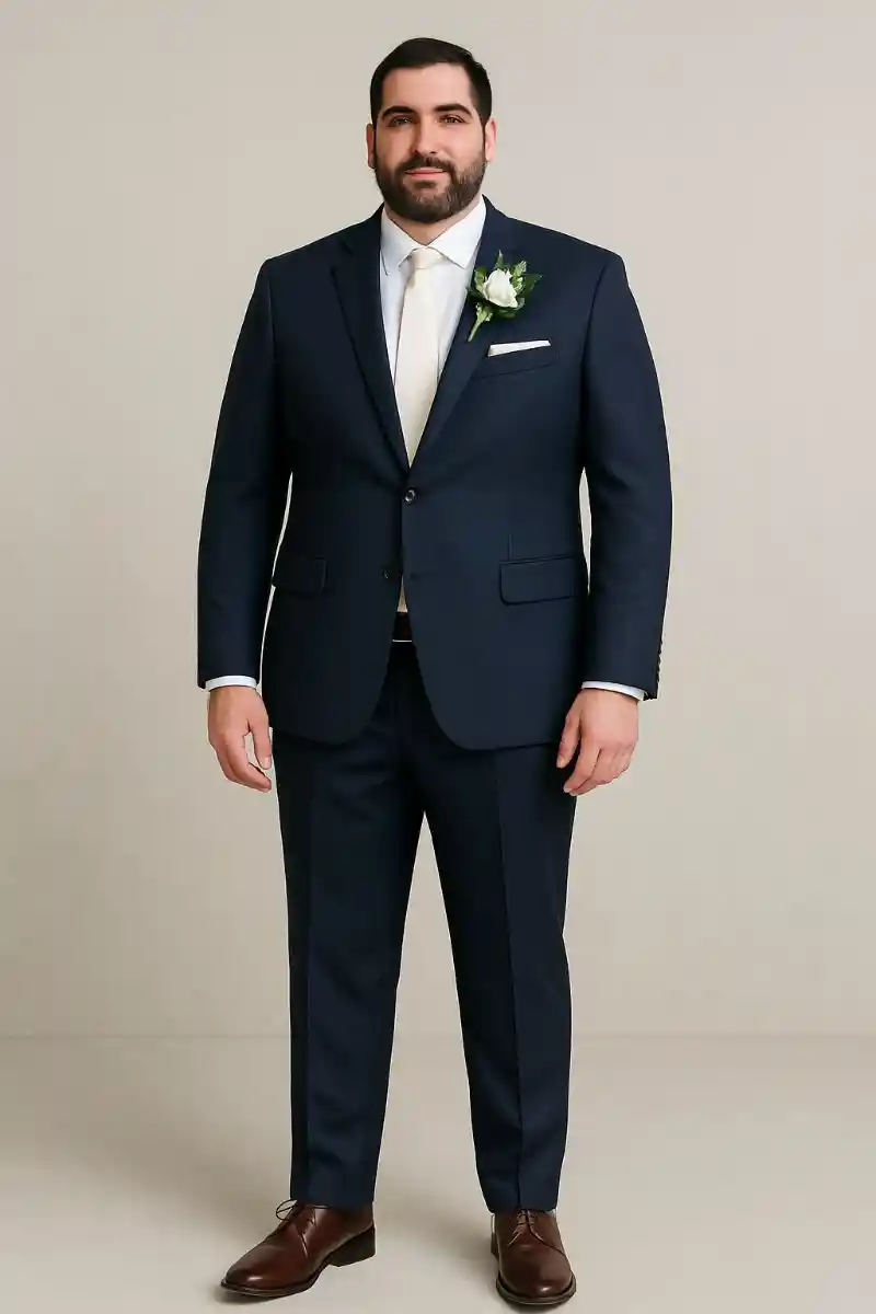 Navy Suit with Cream Necktie