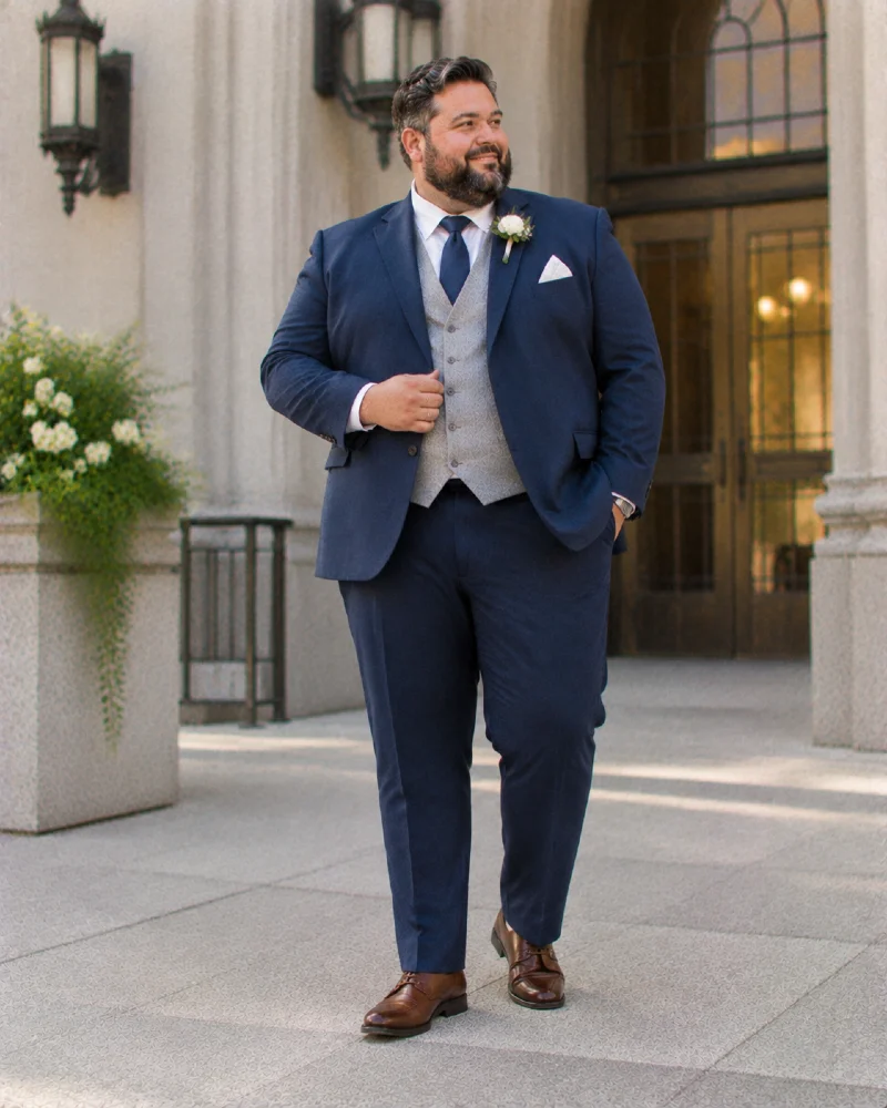 Navy Suit with Light Grey Vest