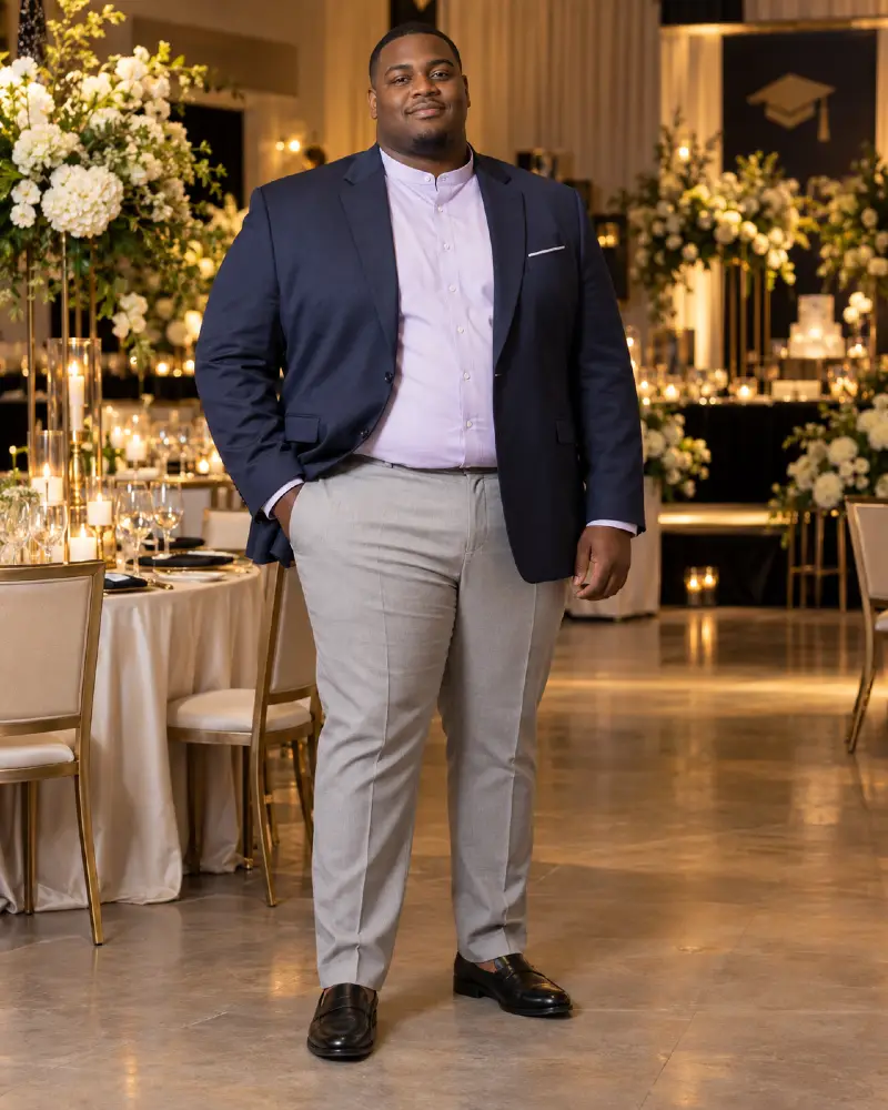 Navy Tailoring and Lavender Shirts for Grand Banquet Halls